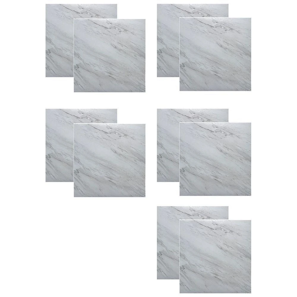 Piso Vinílico Autocolante Mármore BSL3834 PVC 60X60CM Brilhante para Interno Branco Leva Pra Casa 10