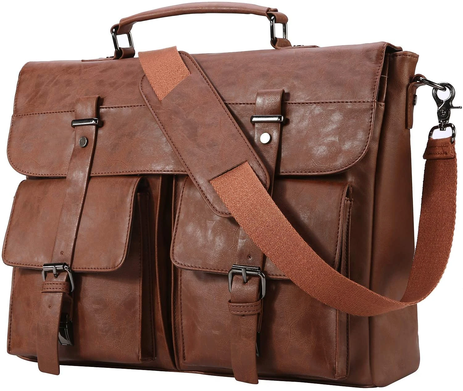 seyfocnia Bolsa de Couro Mensageiro para LaptopMarrom