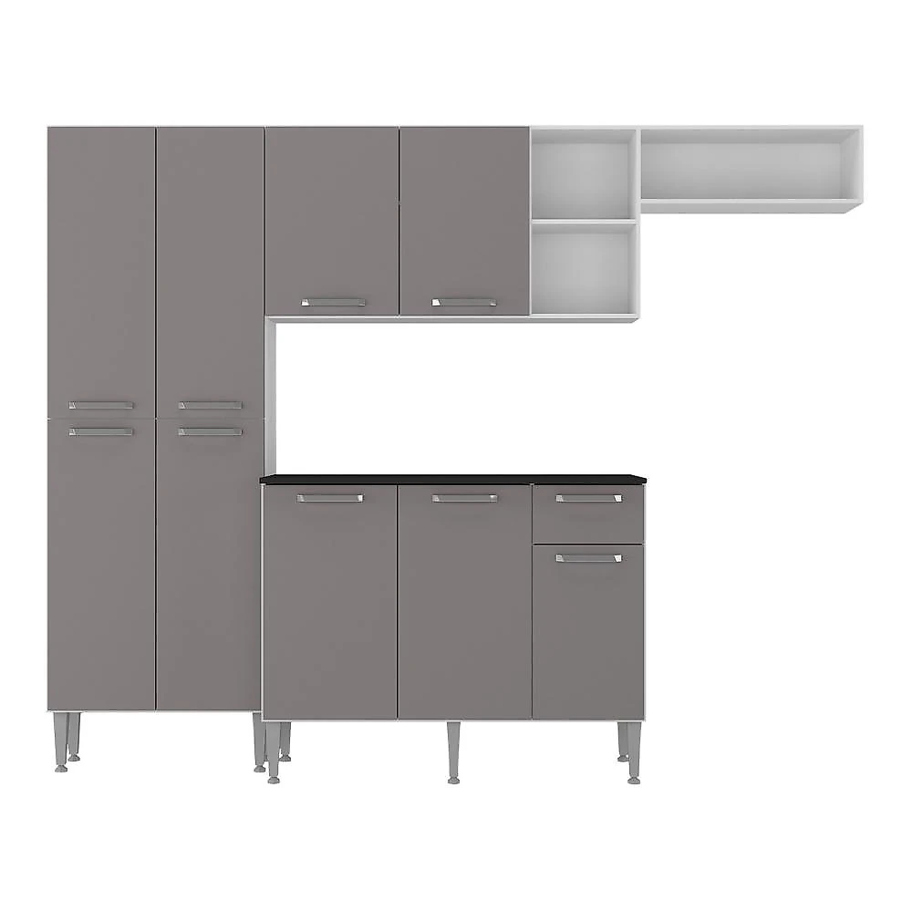 Armário de Cozinha Compacta Pequim Multimóveis V2933 Branco/Lacca Fumê
