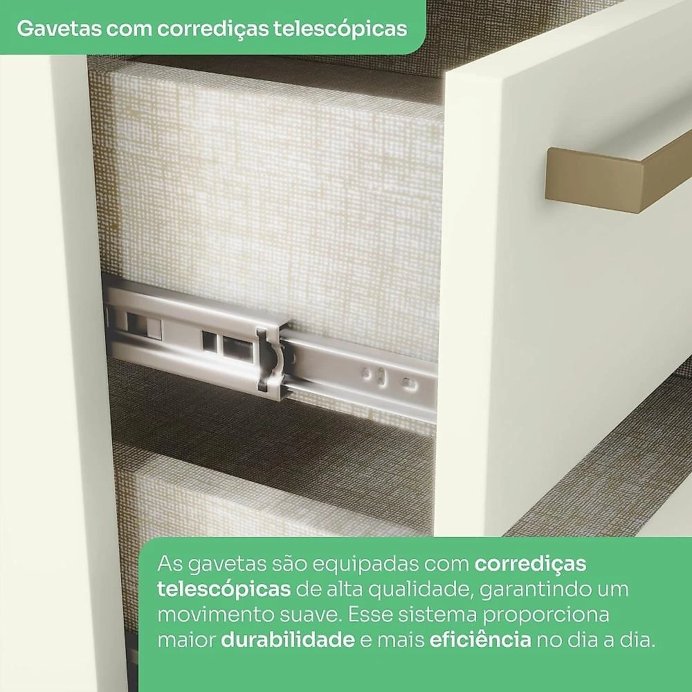 Quarto Modulado Casal Completo 8 Portas 9 Gavetas Canto Reto Seletto Areia HP