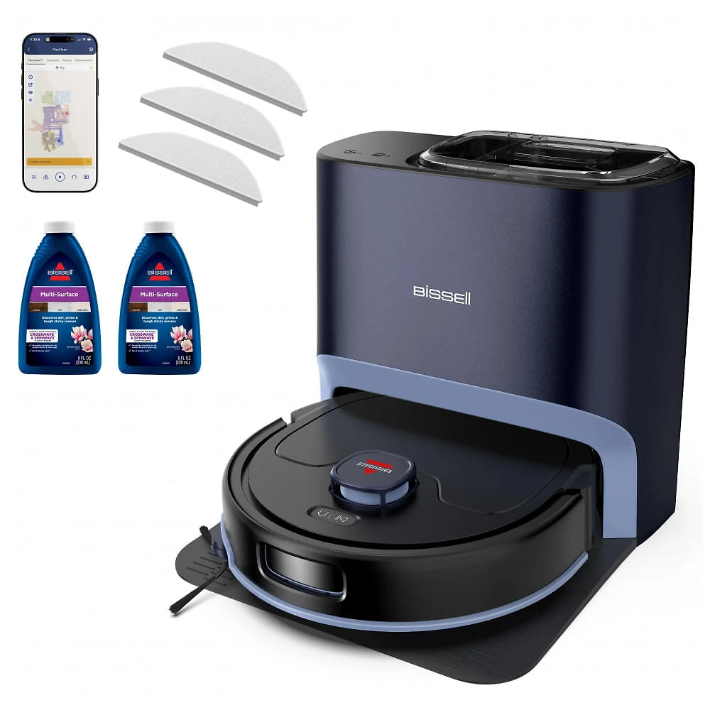 Robô Aspirador Bissell FlexClean FurForce 2 em 1 com Navegação LiDAR e Base Autolimpante Preto