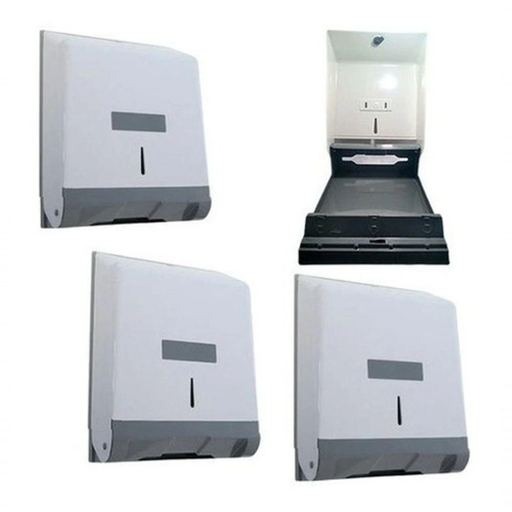 Kit 10 Suporte Dispenser para Papel Toalha N7 – Branco com Visor e Fechadura Higipack