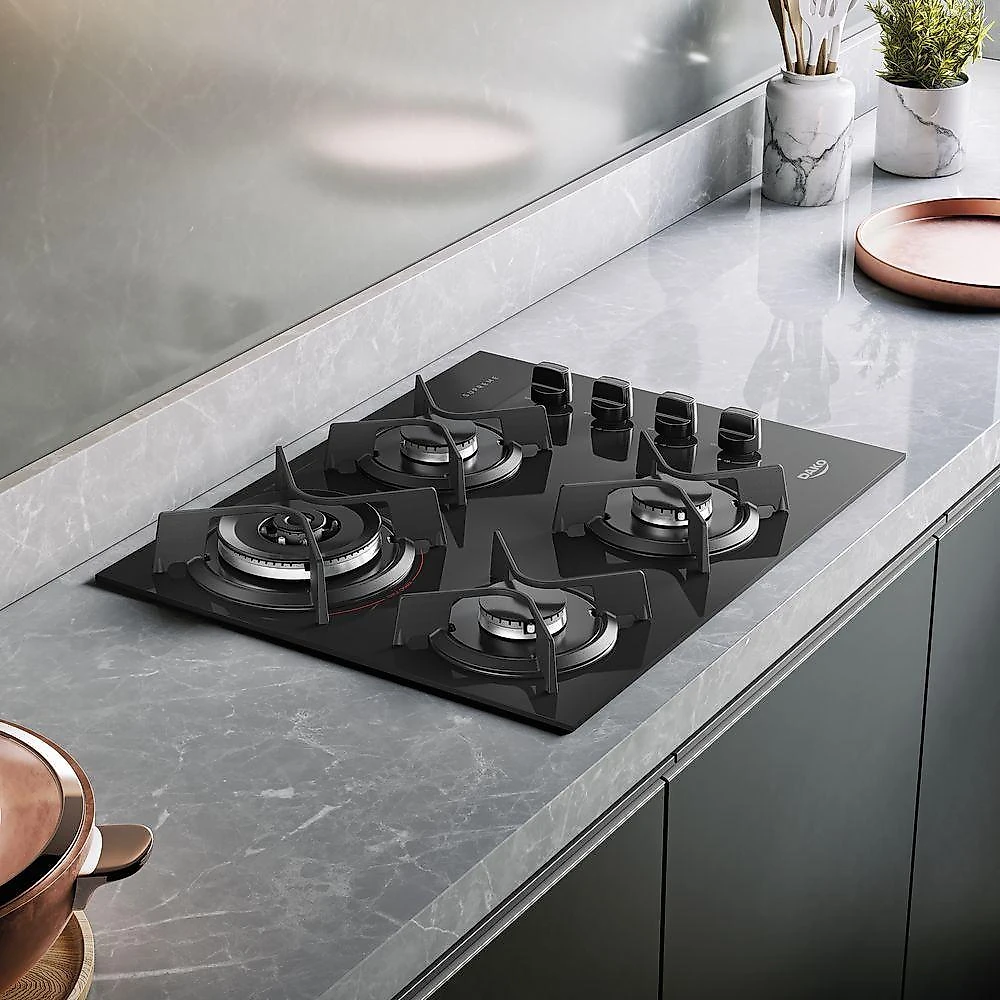Cooktop 4 Bocas Dako Supreme A Gás Acendimento Automático E Tripla Chama Preto Bivolt
