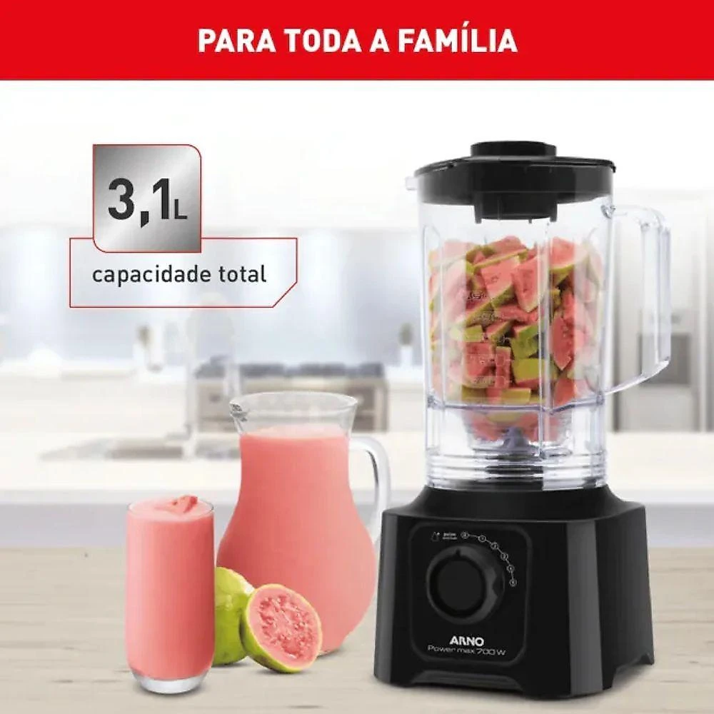 Liquidificador Arno Power Max Ln50 700W 3,1L 4 Velocidades Preto 110V