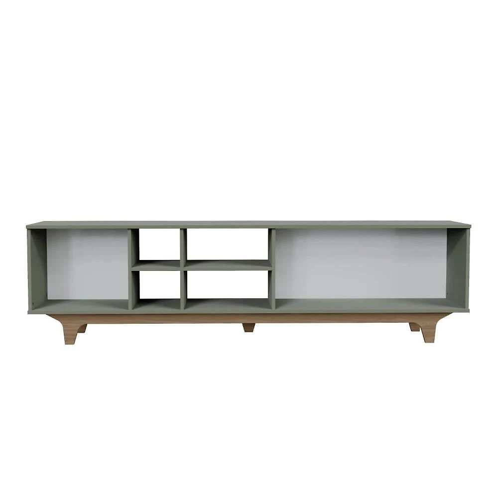 Miniatura Rack para Sala de Estar 200x55x40cm Lars Verde/Freijó