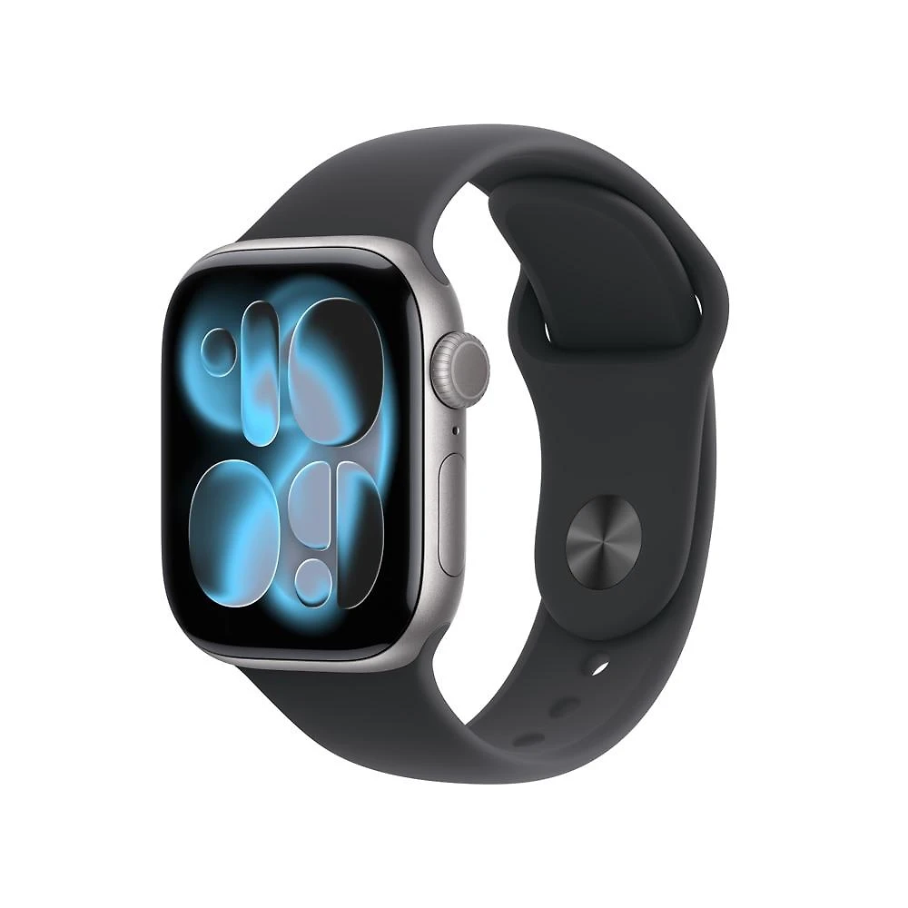 Apple Watch Series 11 GPS - Caixa cinza-espacial de alumínio – 42 mm - Pulseira esportiva preta – M/G