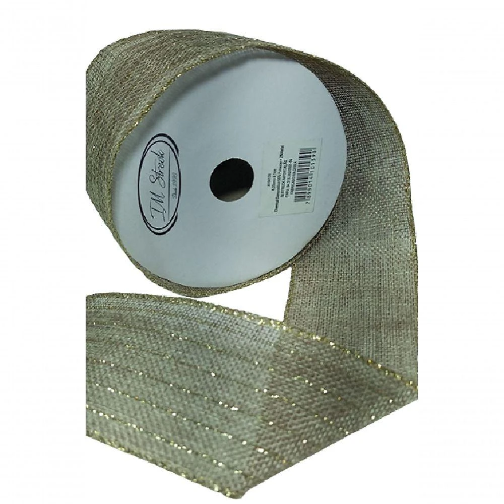 Fita Decorativa Juta Com Brilho Dourado
