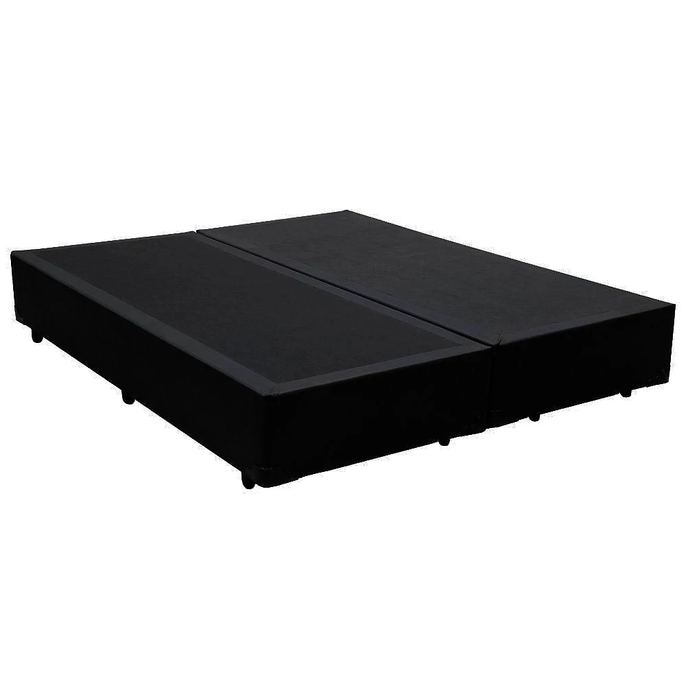 Cama Box Queen Bipartido Sintético Cama Preto 158x198x42cm