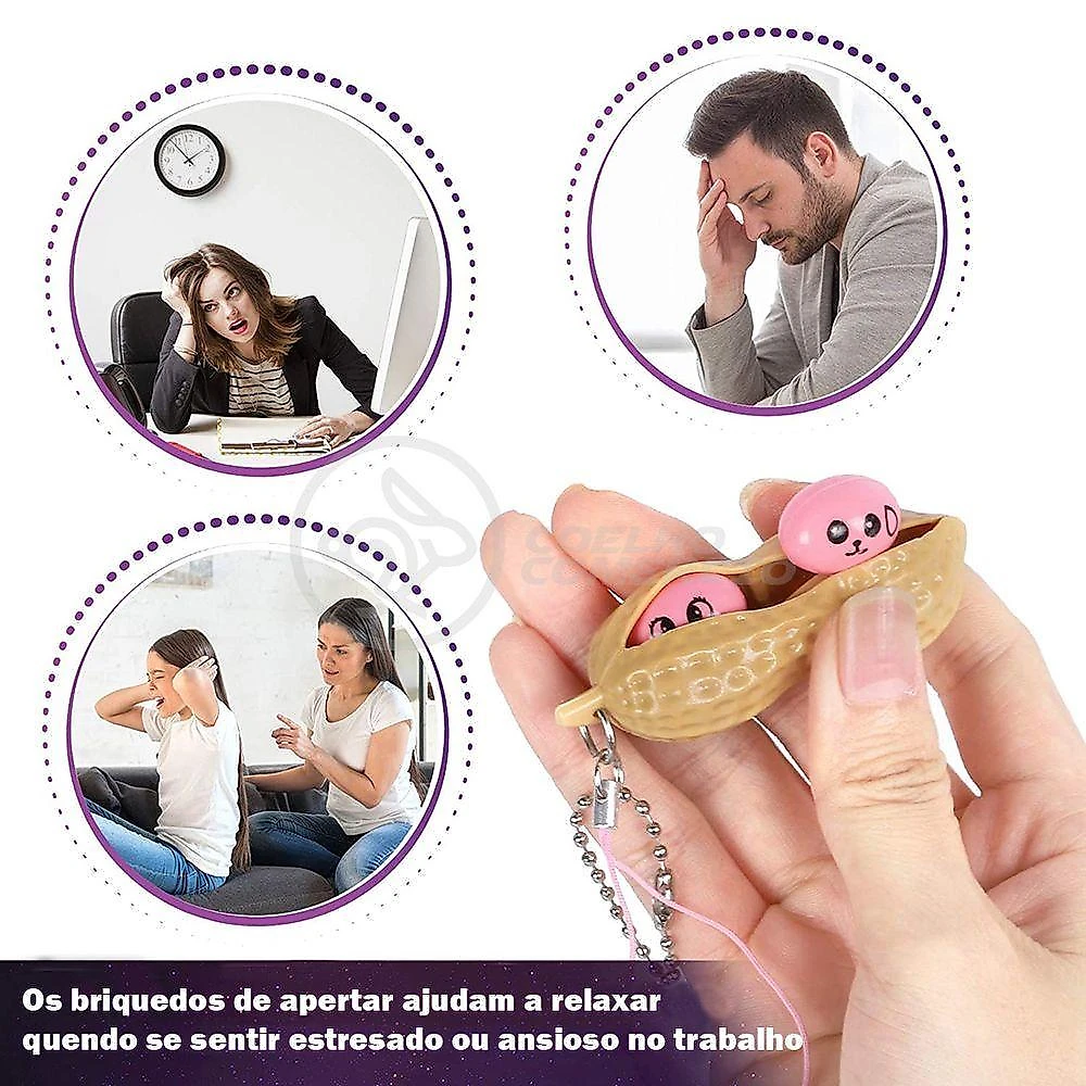 Chaveiro Amendoim Anti Stress Tiktok Relaxa Marrom