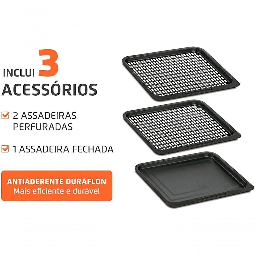 Fritadeira Air Fryer Forno Mondial AFON-12L-BI 12L 2000W Preto Inox 110V