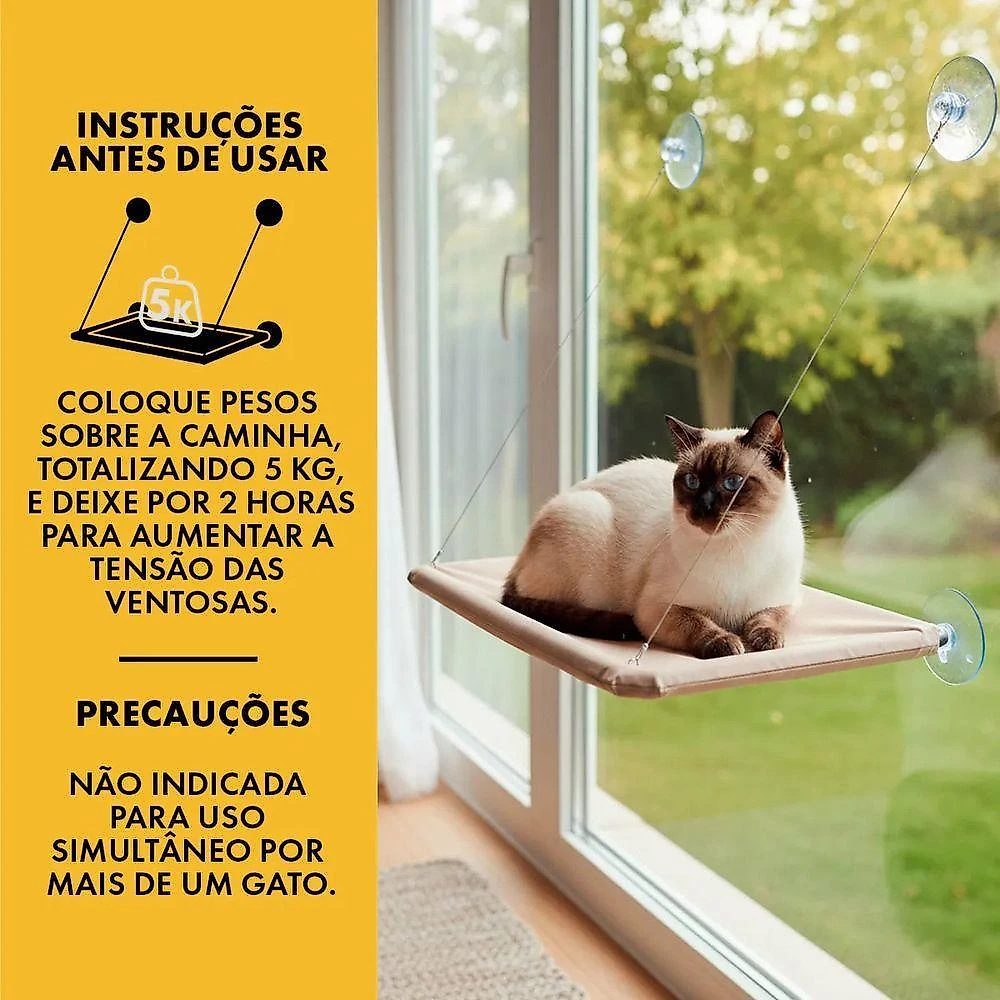 Caminha de Gato Janela Leva Pro Pet BSL3910 Flutuante Ventosas Bege