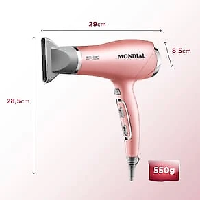 Secador de Cabelos Mondial SC-32 com Tourmaline Íon 2000W - Golden Rose 110V
