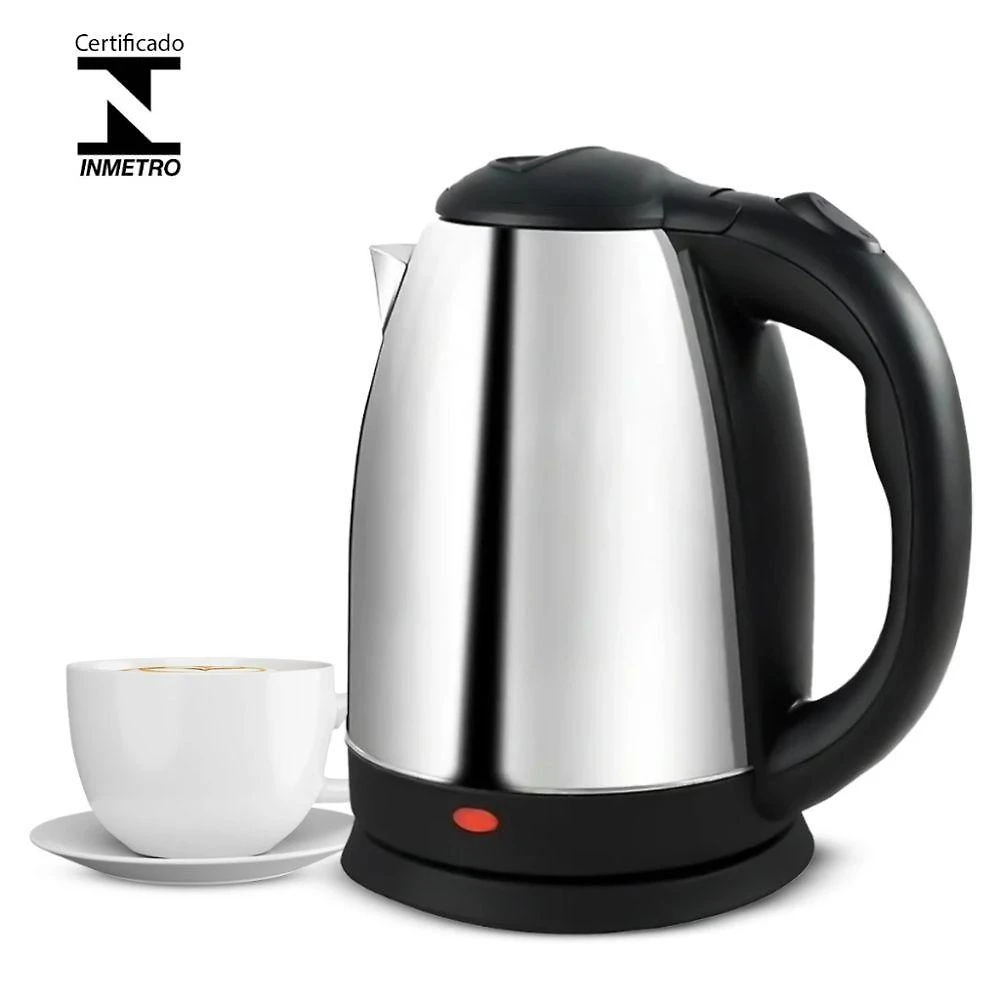 Chaleira Elétrica Térmica Bule Aço Inox 1,8L com Tampa e Base Giratória