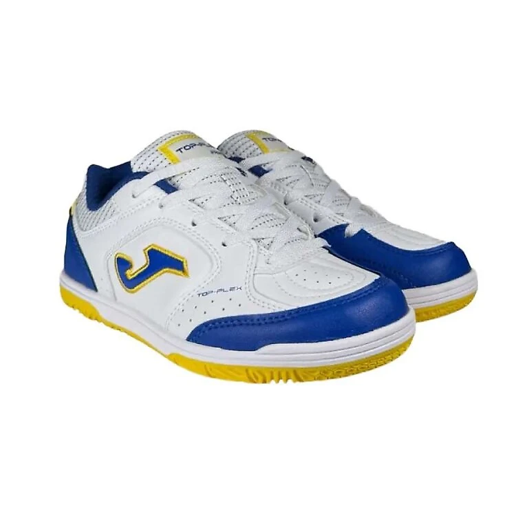 Miniatura Chuteira Futsal Joma Top Flex JR - Bcoazamar - BCO/AZ/AMAR