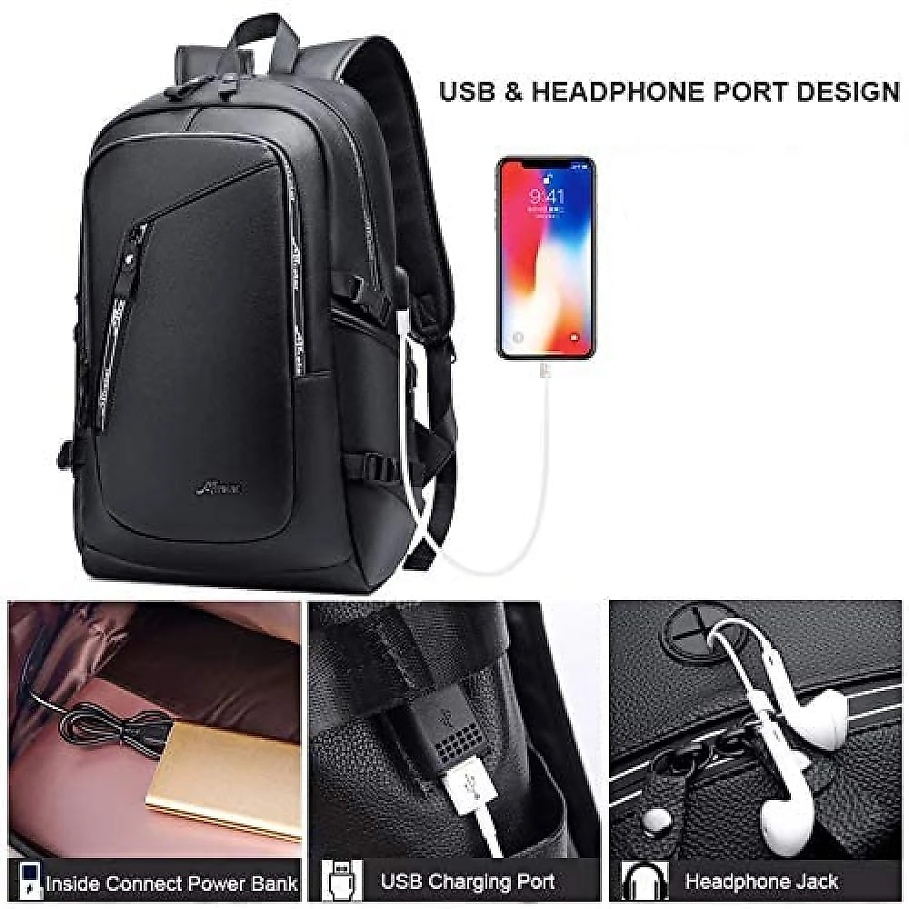 DYJ Mochila Unissex de Couro Sintético para Laptop 40 cm Marrom