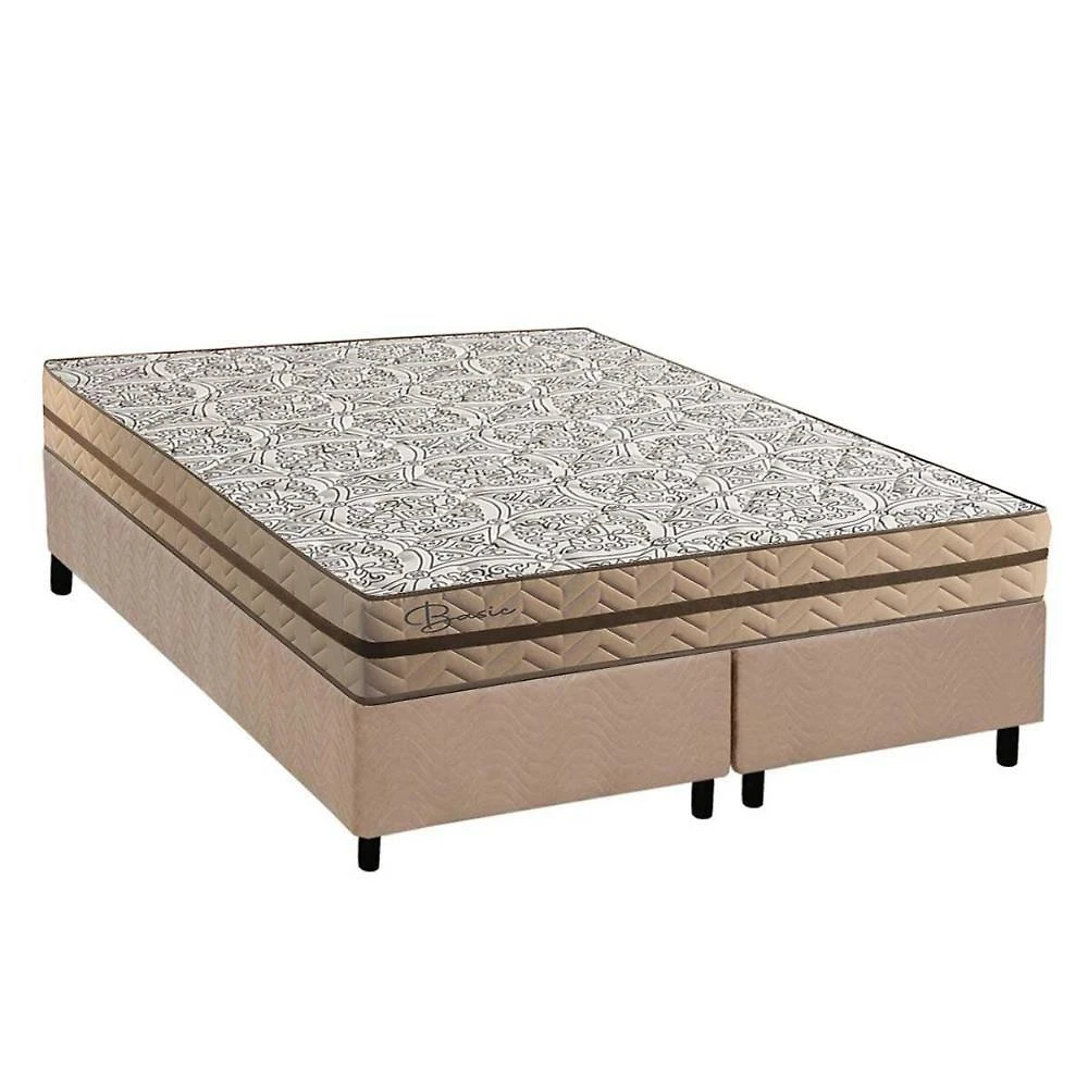 Cama Box King: Colchão Molas Ensacadas Paropas Basic + Base Crc Suede Clean (193x203)