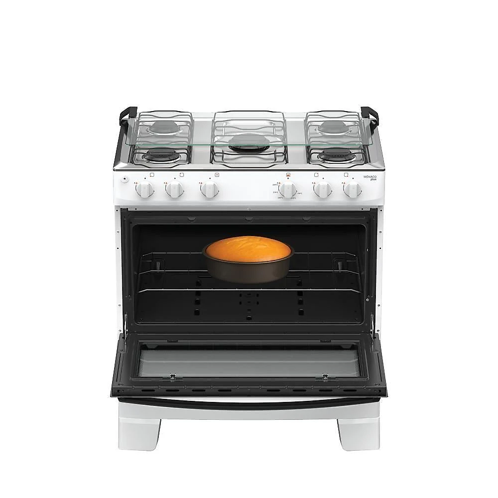 Fogão 5 Bocas Atlas Mônaco Plus Mesa De Inox Bivolt Branco