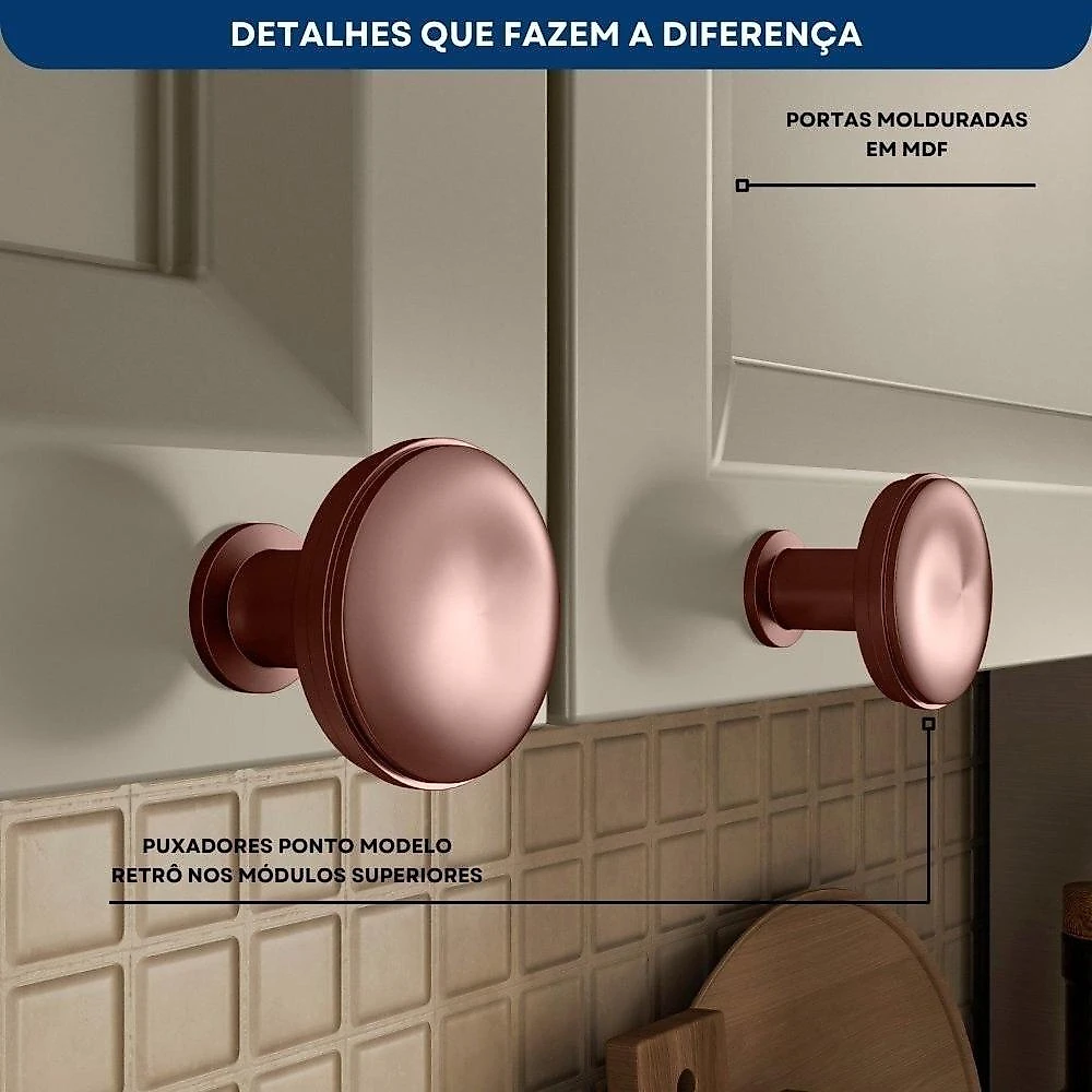 Paneleiro 4 Portas com Vidro 1 Nicho Micro-Ondas Poliman Griss