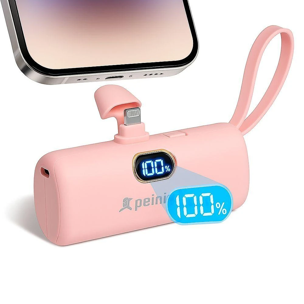 Carregador Portátil Utibom WUP-953 com Carga Rápida 5000mAh TPC 22.5W e Lightning 3A Rosa