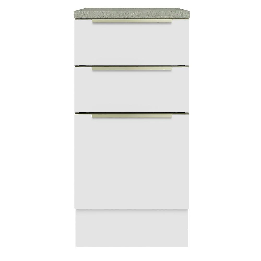 Balcão 40 cm 3 gavetas branco/branco veludo lux madesa