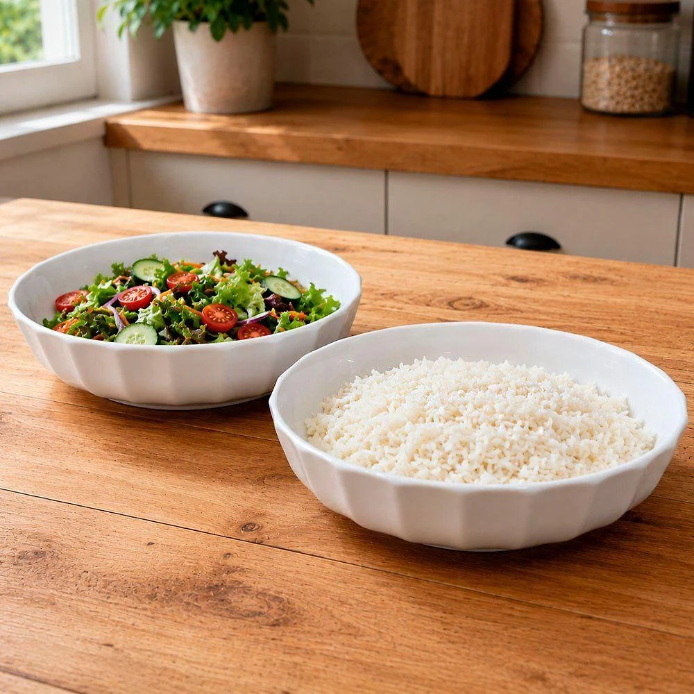 Tigela Bowl Saladeira Bon Gourmet para Servir Melamina Design Moderno Cozinha e Eventos Branca Kit 6