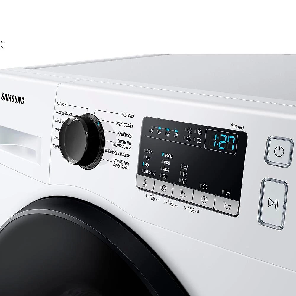 Lavadora de roupas samsung ww11t4040befaz com diamond drum e vapor de higiene branca - 11kg 110