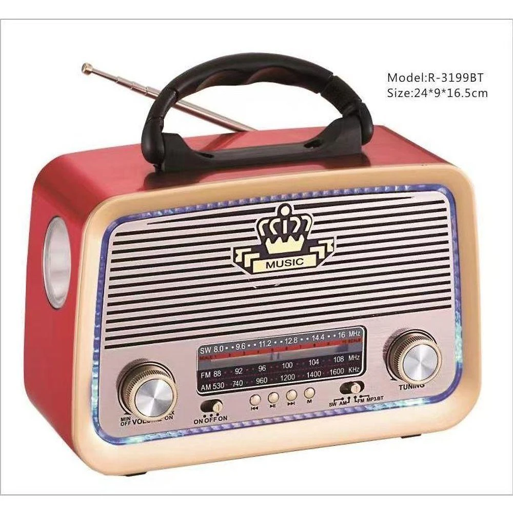 Rádio Retrô Bluetooth OEM AD-3199 com Usb Microsd Entrada Auxiliar Am Fm Sw Bivolt Preto