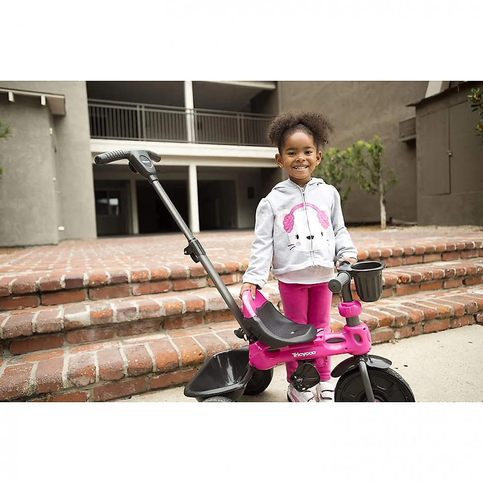 Triciclo Infantil para Passeio Joovy 1026 com Assento Ajustável 4 Estágios, Idade Recomendada 6 Meses a 5 Anos, Rosa