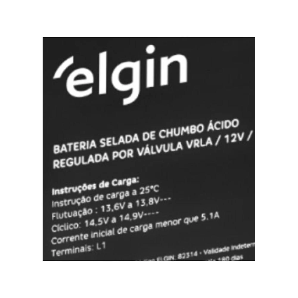 Bateria Selada VRLA 12V 18AH Tecnologia AGM Terminal L1 Preto Elgin