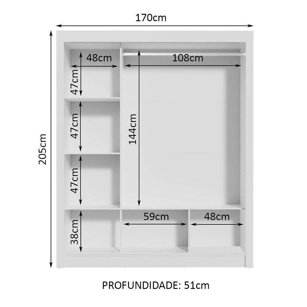 Miniatura Guarda Roupa Casal Madesa Mônaco 3 Portas de Correr Branco