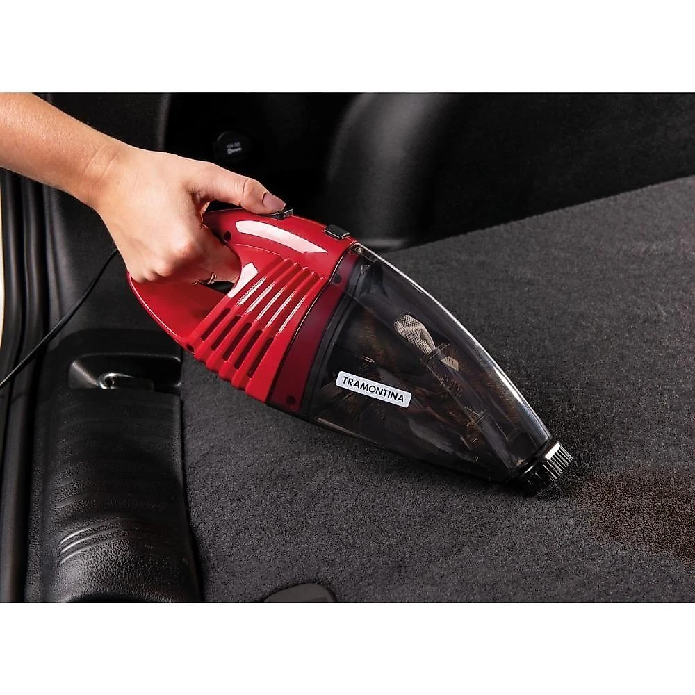 Aspirador de Pó Portátil Tramontina 60W 0,5L com Acessórios Vermelho 12V