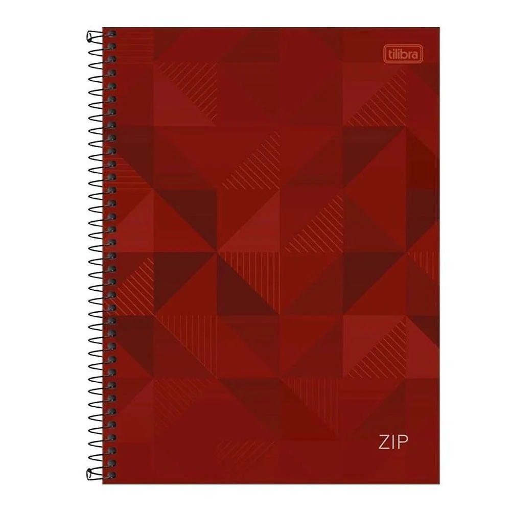 Caderno Espiral Universitário Zip Geométrico 10 Matérias Vermelho - Tilibra