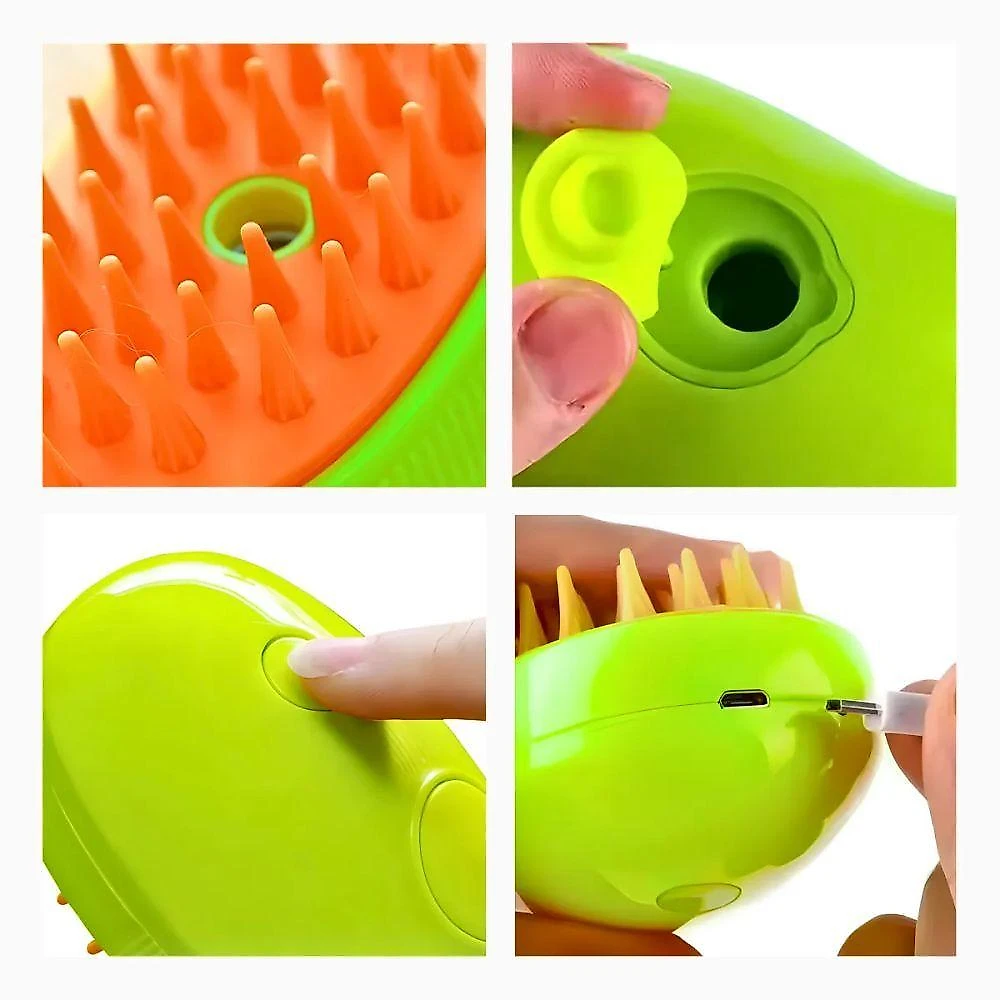 Escova Autolimpante 3 em 1 Utimix a Vapor com Spray para Pets