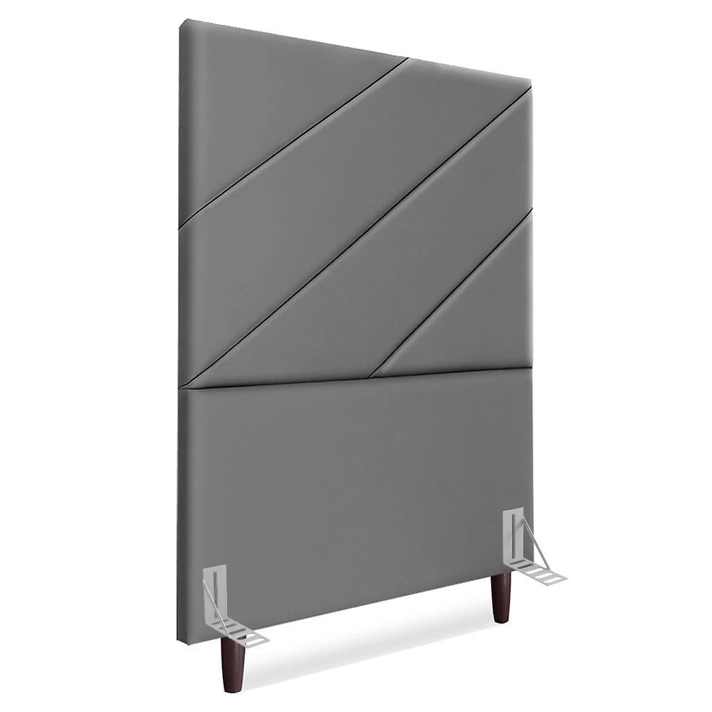 Cabeceira Solteiro 90 Cm Com Frame Cristal Corino Cinza Artte Cinza