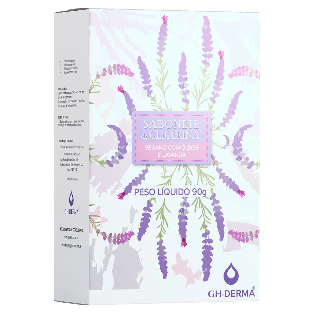 Sabonete GH Glicerina Vegano com Óleos e Lavanda 90g