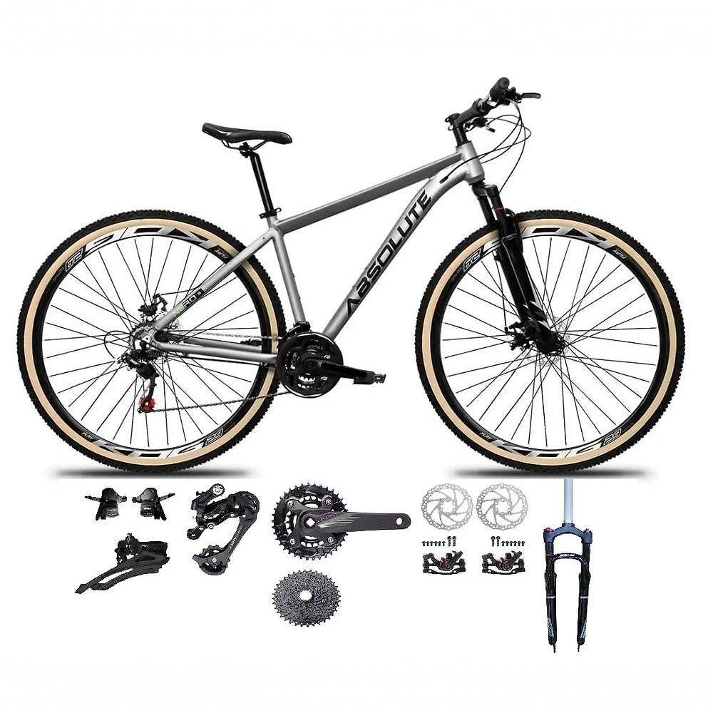 Bicicleta Aro 29 Absolute Nero 5 Kit 2x9 Gta Sunrun K7 Freio A Disco Garfo Com Trava Mtb cinza Tam: 19