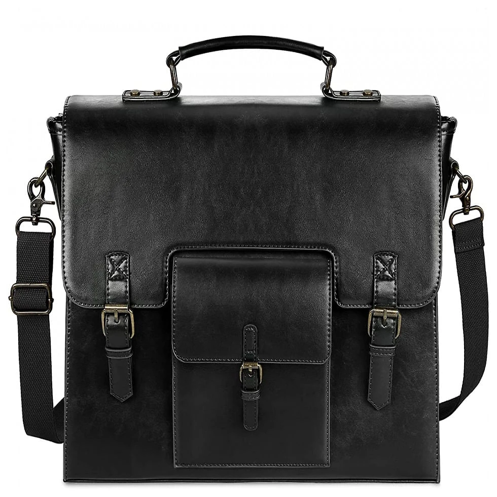Bolsa Maleta KTMOUW de Couro Sintético Unissex para Laptop , Preta