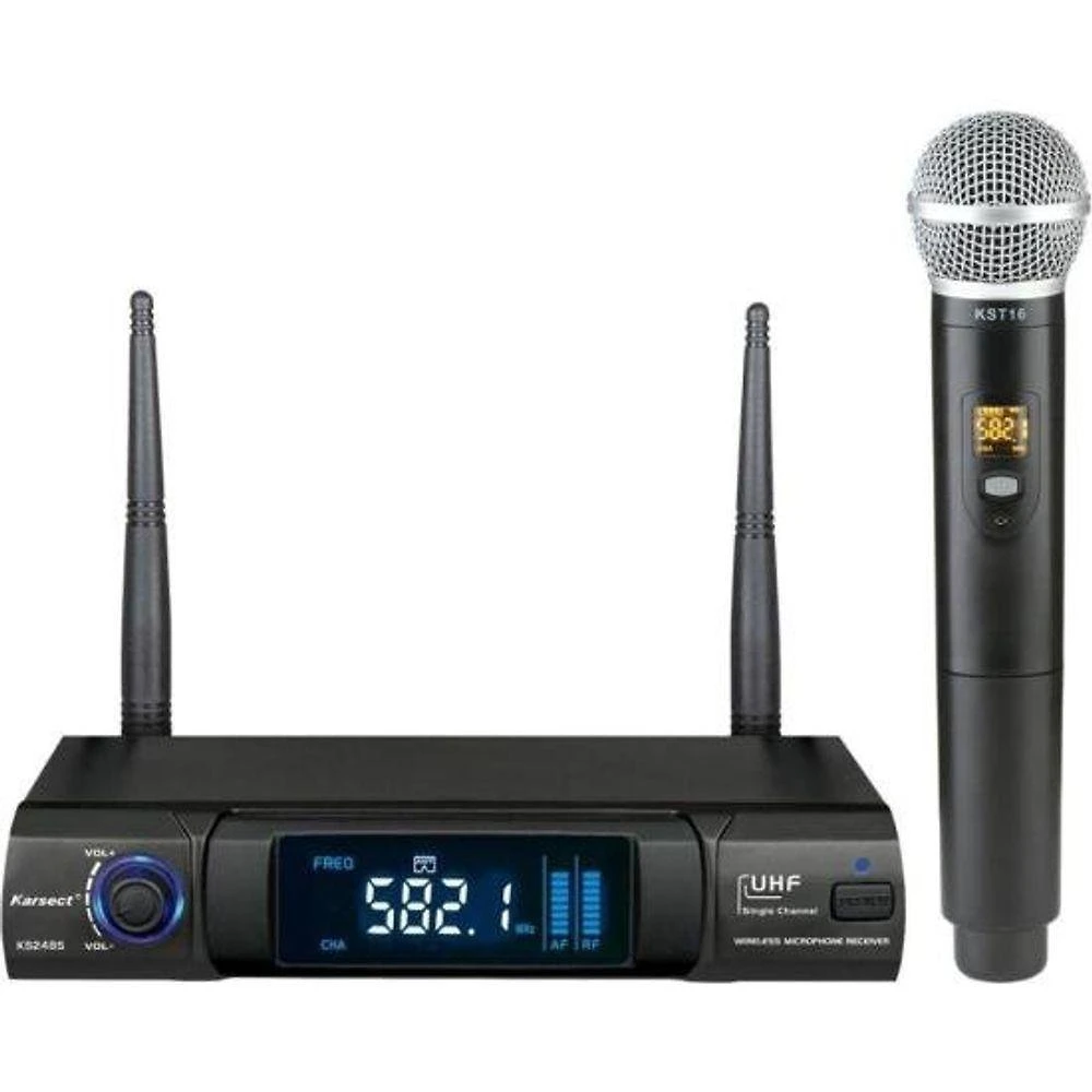 Microfone sem Fio KS248SM Single com Transmissão 40 Metros Preto Karsect