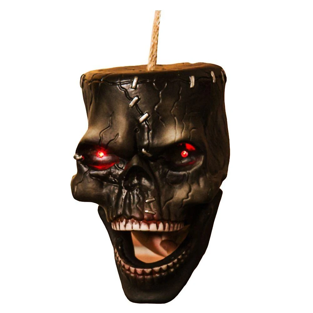 Crânio Decorativo Halloween Com Som E Movimento