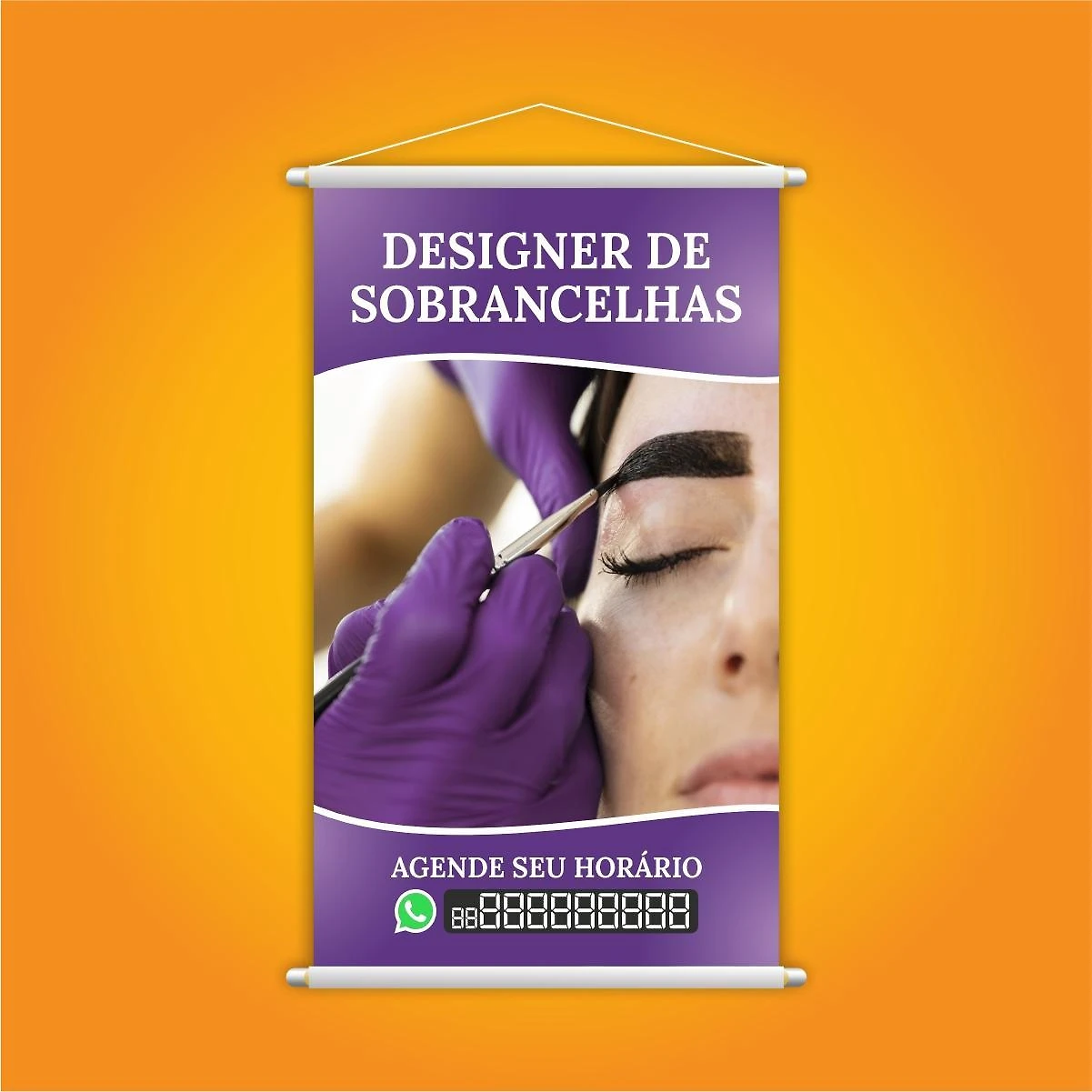 Banner Designer De Sobrancelhas Salão Contato 80X50Cm