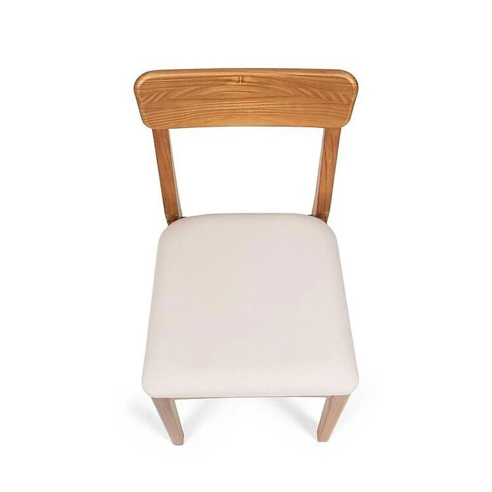 Conjunto Mesa de Jantar Redonda Madeira Maciça com 4 Cadeiras Estofadas Olmo Mel Mel