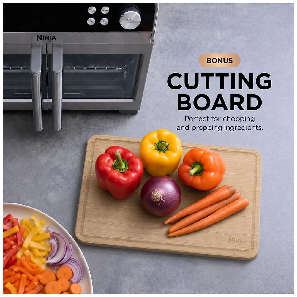 Ninja French Door Premier Air Fry Oven with Cutting Board. Steel. FO103 Silver Cutting Board