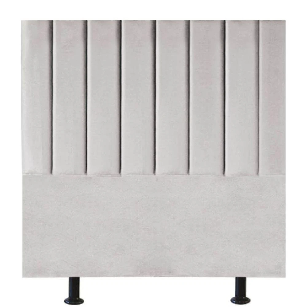Cabeceira Estofada Cama Box Casal 140 Cm Taís Veludo cinzaclaro