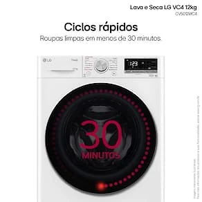 Lava e Seca LG 12Kg/7Kg Smart VC4 com Inteligência Artificial AI DD™ CV5012WC4 - Branca 110V