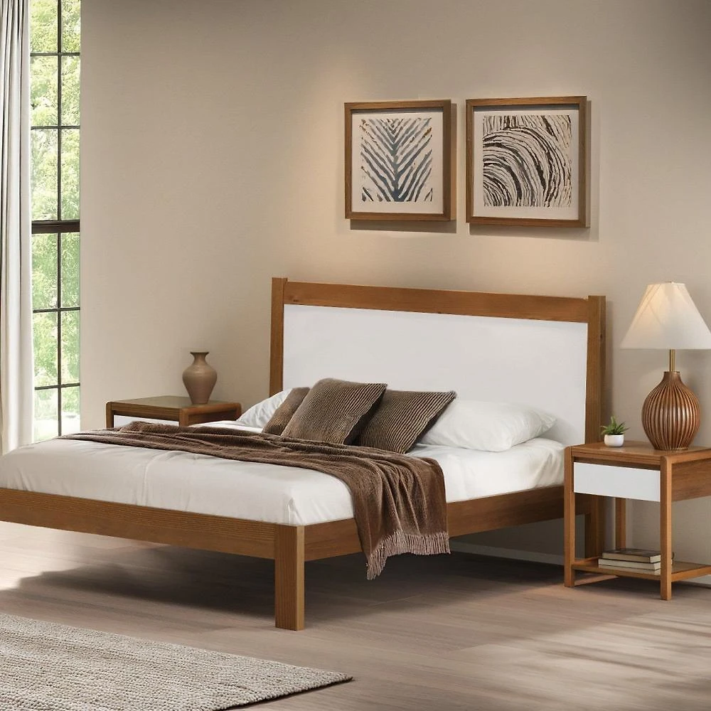 Cama de Casal 112cm X 210cm em Madeira Maciça Modena