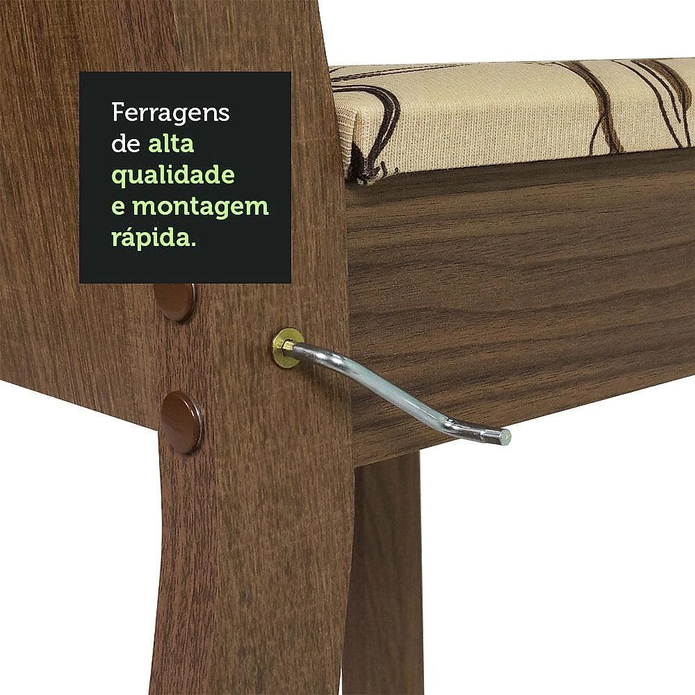 Conjunto sala de jantar madesa maris mesa tampo de madeira com 6 cadeiras - rustic/lírio bege