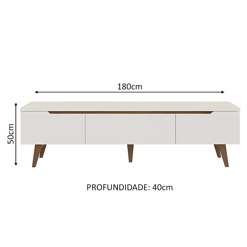 Miniatura Rack para TV até 75 Polegadas Madesa Brest 2 Portas 1 Gaveta Branco Branco