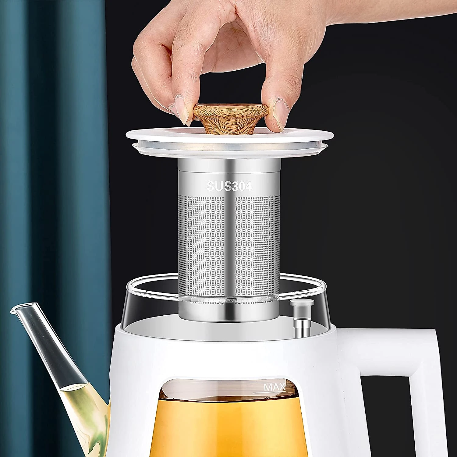 Topwit T618 Chaleira Elétrica 1L com Desligamento Automático A ço Inoxidável 110V Branca