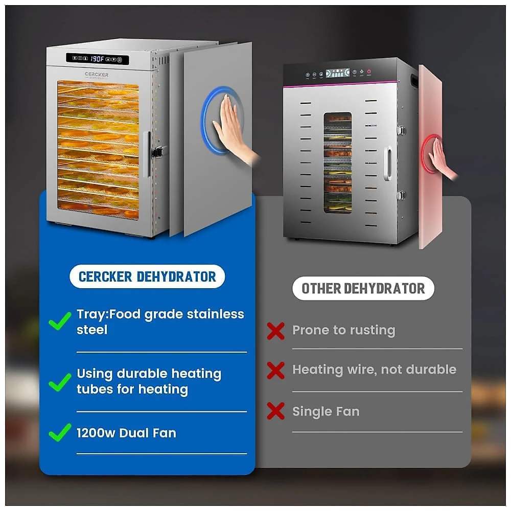 Desidratador Alimentos Cercker Prateado 14 Bandejas Aço Inox 1200W 120V