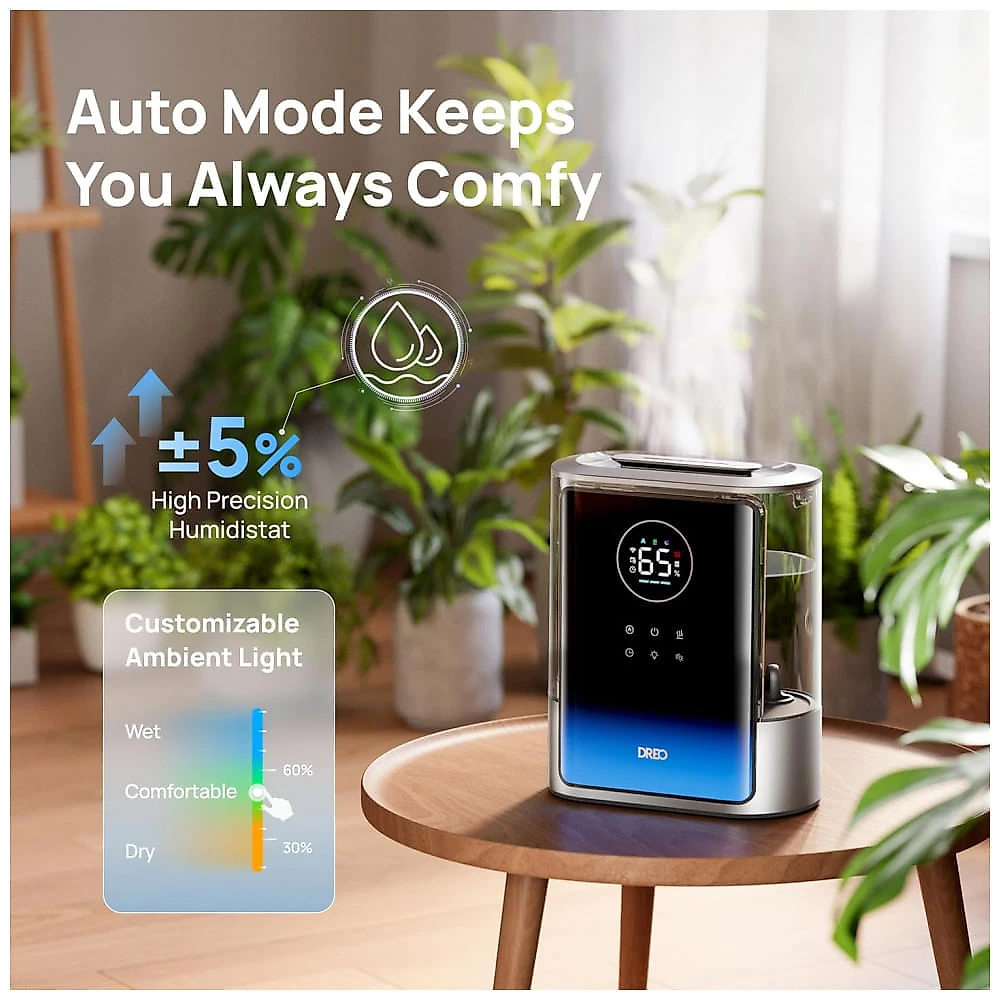 Umidificador Inteligente Dreo 8L HM717S Prata Vapor Quente e Frio 110-120V